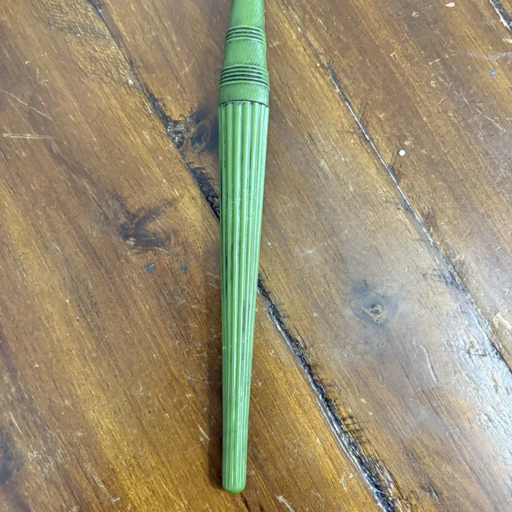 Vtg MCM Avocado Green Faux Wood Serving Cooking Utensil Spoon Danish-Style